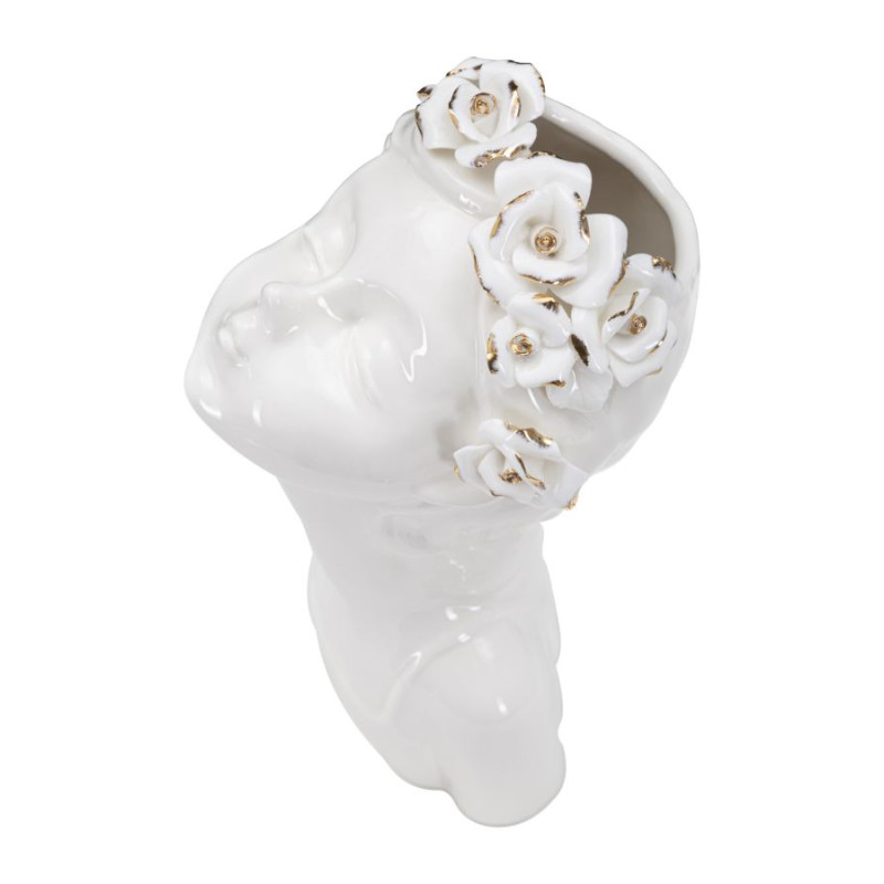 Vase Jeune Femme Roses Enchantées CM 10x14x26