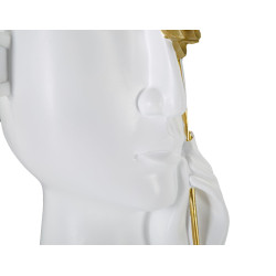 Vase Visage Avec Fleurs CM 14X13X27