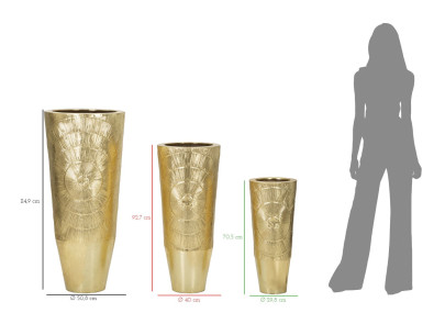 Porte-Vase Doré Lot de 3 Splendides CM Ø 50,8X114,9-40X92,7-29,8X70,5