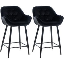 Ensemble de 2 tabourets de bar Gibson 76 en velours noir
