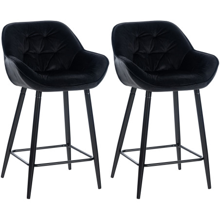 Ensemble de 2 tabourets de bar Gibson 76 en velours noir