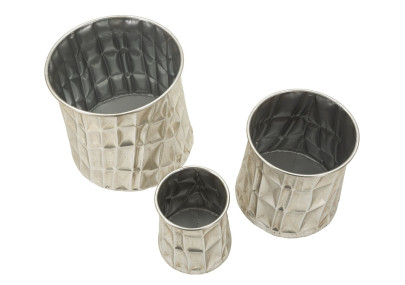 Lot de 3 Vases Argentés Élégants CM Ø35X38,5-27,5X33-18,5X26,5