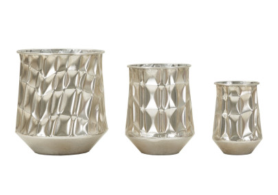 Lot de 3 Vases Argentés Élégants CM Ø35X38,5-27,5X33-18,5X26,5