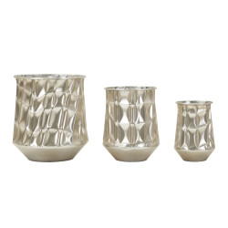 Lot de 3 Vases Argentés Élégants CM Ø35X38,5-27,5X33-18,5X26,5