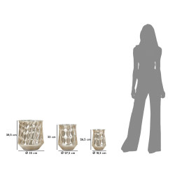 Lot de 3 Vases Argentés Élégants CM Ø35X38,5-27,5X33-18,5X26,5