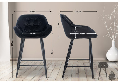 Set de 2 Taburetes de bar Gibson 76 de terciopelo Negro