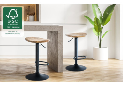 Set de 2 taburetes de bar Skelde en madera y metal Natural