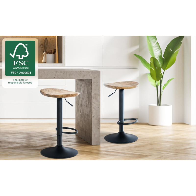 Lot de 2 tabourets de bar Skelde nature