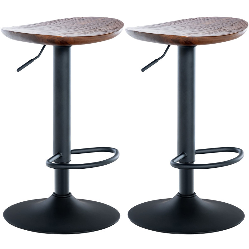 Lot de 2 tabourets de bar Skelde noyer