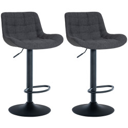 Lot de 2 tabourets de bar Tover tissu noir