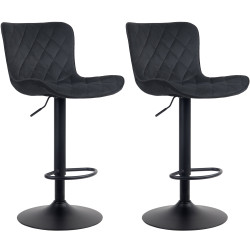 Set de 2 Taburetes de bar Emma Negro,Terciopelo