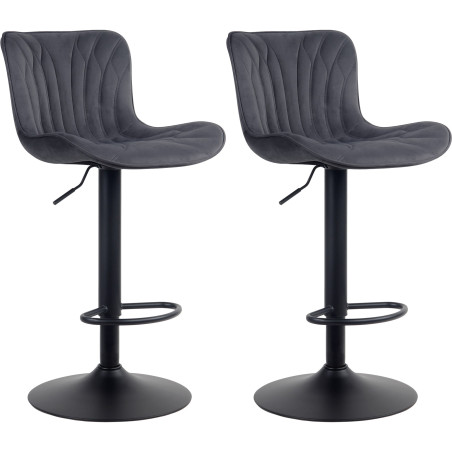 Ensemble de 2 tabourets de bar Linus en velours noir