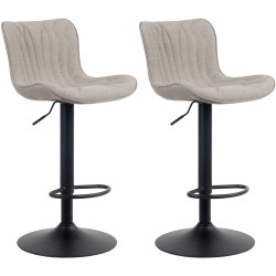 Ensemble de 2 tabourets de bar Linus, tissu taupe