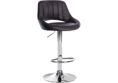 Tabouret de bar Milet, similicuir, chromé brun
