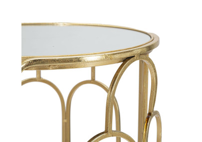 Set of 2 Glam ARTSY Round Plant Supports Ø 36,5X70-31X60 cm - Iron & Mirror