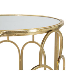 Set of 2 Glam ARTSY Round Plant Supports Ø 36,5X70-31X60 cm - Iron & Mirror