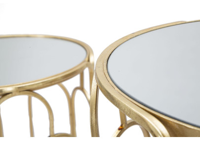 Set of 2 Glam ARTSY Round Plant Supports Ø 36,5X70-31X60 cm - Iron & Mirror