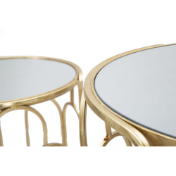 Set of 2 Glam ARTSY Round Plant Supports Ø 36,5X70-31X60 cm - Iron & Mirror