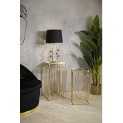 Set of 2 Glam ARTSY Plant Supports 34X34X70-29X29X60 cm - Iron & Mirror