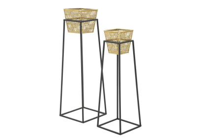 Antique Glam Square Vase Set of 2 Ø 23X70-20X60 cm - Iron