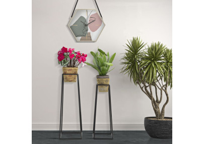 Antique Glam Square Vase Set of 2 Ø 23X70-20X60 cm - Iron