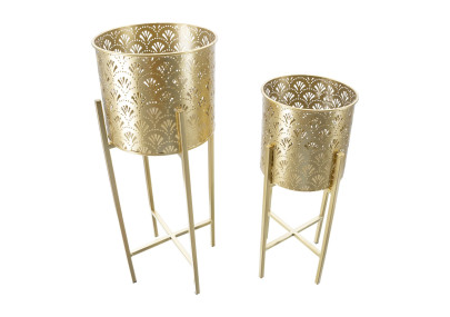 Glam GOLVY Vase Stand Set of 2 -B- Ø 21X52-19X42 cm - Iron