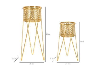 Glam Set of 2 NAT Vase Holders 21X20X46-18X18X32 cm - Iron