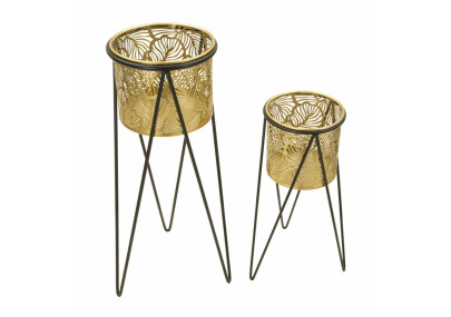 Glam Set of 2 DRAK Vase Holders 21X20X46-18X18X32 cm - Iron