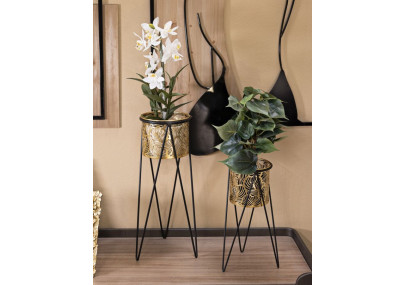 Glam Set of 2 DRAK Vase Holders 21X20X46-18X18X32 cm - Iron