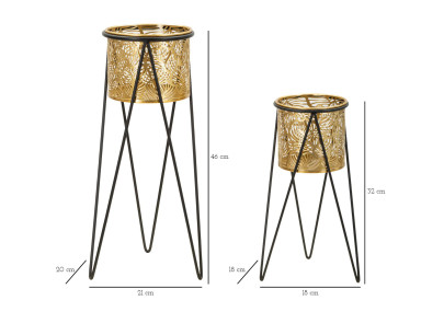 Glam Set of 2 DRAK Vase Holders 21X20X46-18X18X32 cm - Iron