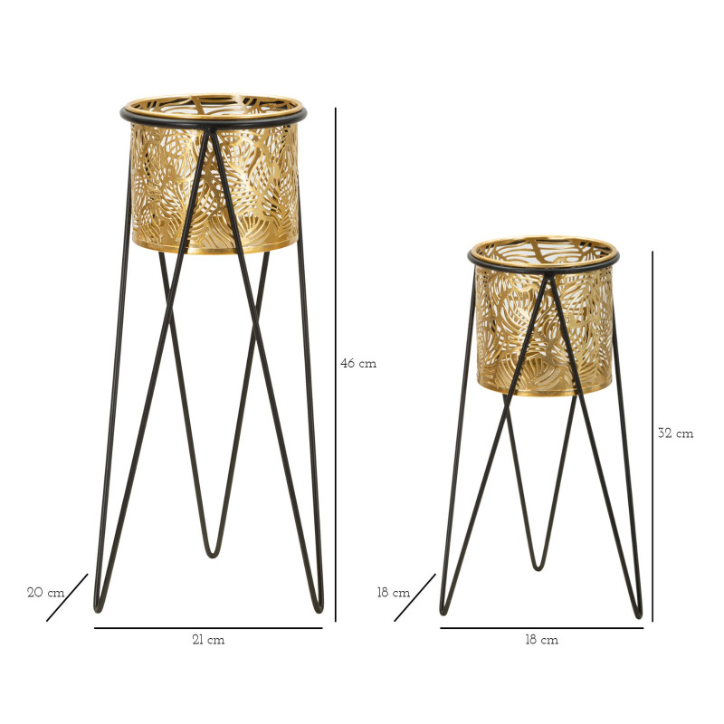Glam Set of 2 DRAK Vase Holders 21X20X46-18X18X32 cm - Iron