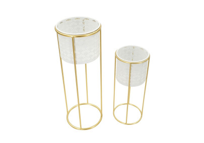 Glam Set of 2 WHITE Vase Holders Ø 17X46-14X34 cm - Iron