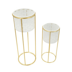 Glam Set of 2 WHITE Vase Holders Ø 17X46-14X34 cm - Iron