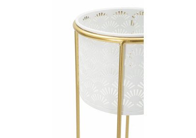 Glam Set of 2 WHITE Vase Holders Ø 17X46-14X34 cm - Iron