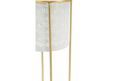 Glam Set of 2 WHITE Vase Holders Ø 17X46-14X34 cm - Iron