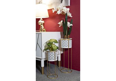 Glam Set of 2 WHITE Vase Holders Ø 17X46-14X34 cm - Iron