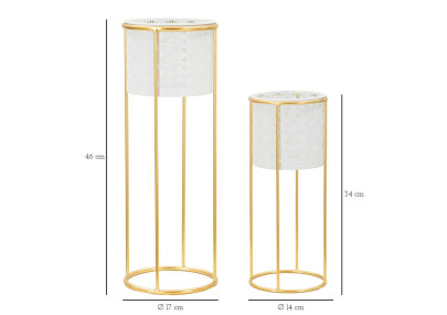 Glam Set of 2 WHITE Vase Holders Ø 17X46-14X34 cm - Iron