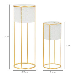 Glam Set of 2 WHITE Vase Holders Ø 17X46-14X34 cm - Iron