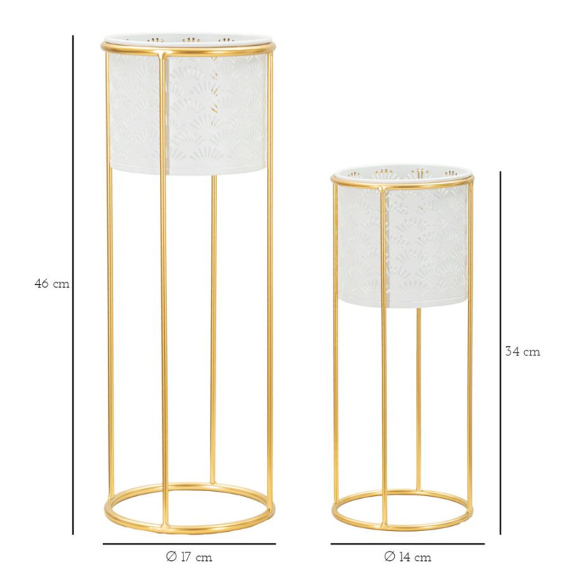 Glam Set of 2 WHITE Vase Holders Ø 17X46-14X34 cm - Iron