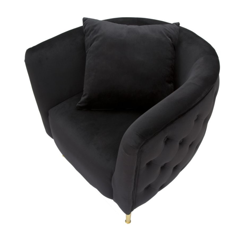Fauteuil Bucarest Noir – Élégance ténébreuse au charme intemporel (76×74×71 cm)