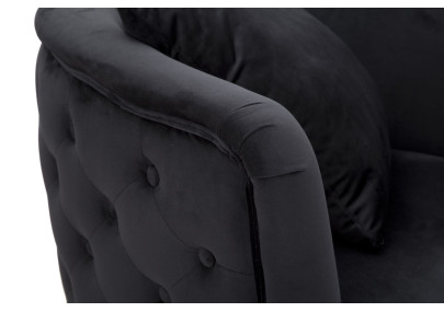 Fauteuil Bucarest Noir – Élégance ténébreuse au charme intemporel (76×74×71 cm)