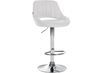 Tabouret de bar Milet, similicuir, chromé blanc