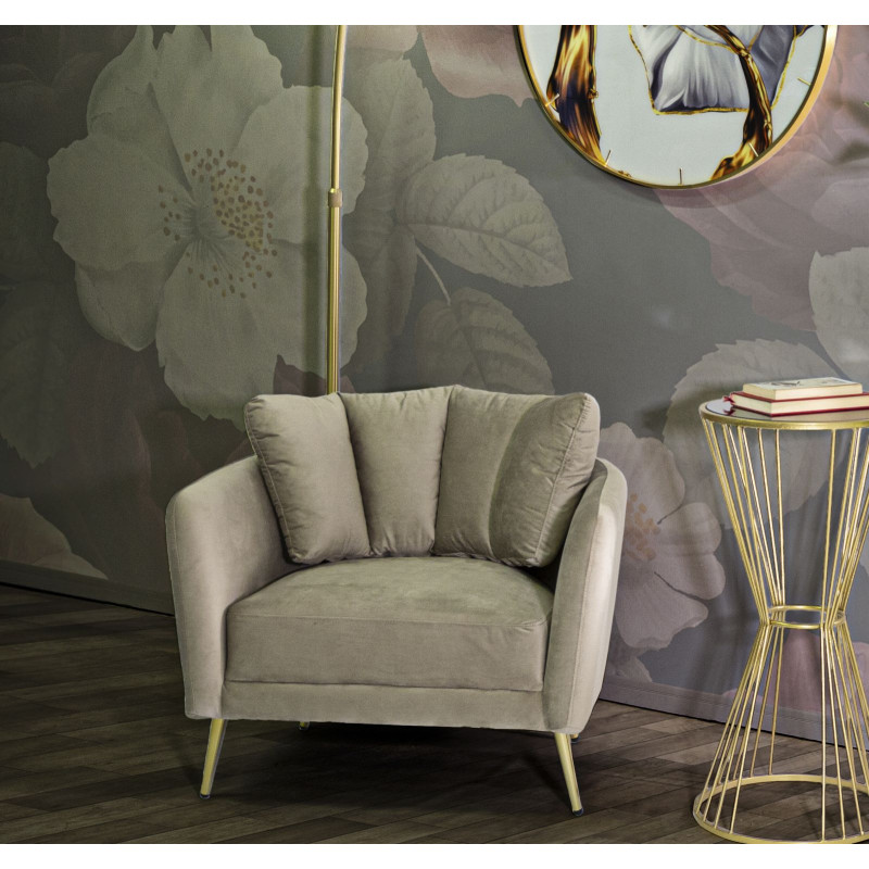 Fauteuil Kiev Gris – Modernité douce au charme neutre (88×77×74 cm)