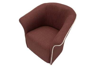 Fauteuil pivotant Siena Bordeaux – Design épuré en rouge profond (83,5×66×80 cm – hauteur assise 42 cm)