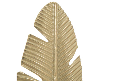Feuille Glam Sculptée en Flamme Dorée avec Bougeoir – CM 10X10X34