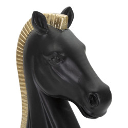 Cheval Noir et Or, Foudre de Puissance Figée – CM 10,5X8,5X19