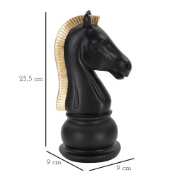 Cheval Noir et Or, Foudre de Puissance Figée – CM 10,5X8,5X19