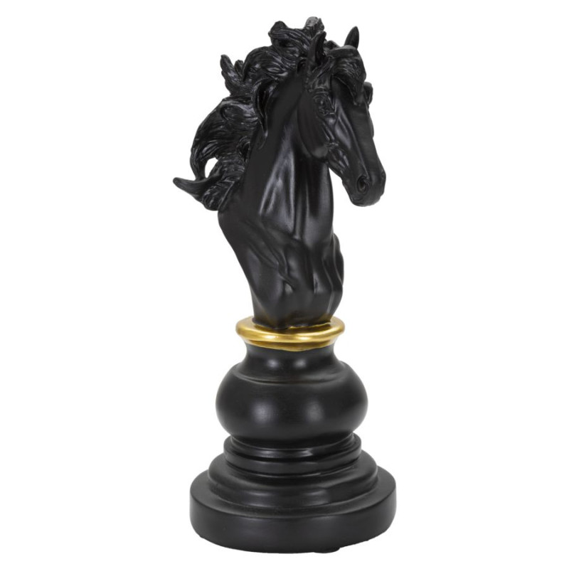 Cheval Noir et Or, Monture Éternelle des Dynasties – CM 14X11X27