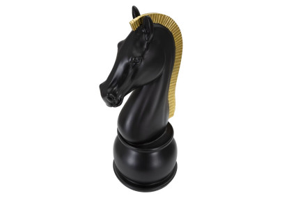 Cheval Noir et Or, Flamme de Bataille Immuable – CM Ø 18,5X50