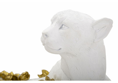 LÉOPARD BLANC/OR CM 53X21,5X24